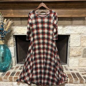 Sign Here Signature Clothing Plaid Midi Skater Dress Red Black Size Medium